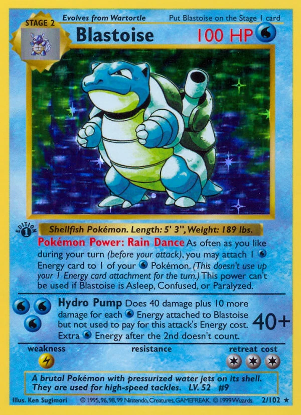 Base Set holo Blastoise card